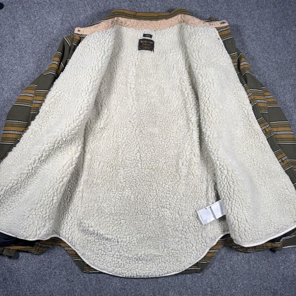 Burton Cole Sherpa Fleece Lined Heavy Jacket Shacket Green Yellow Men’s Medium - Picture 5 of 8